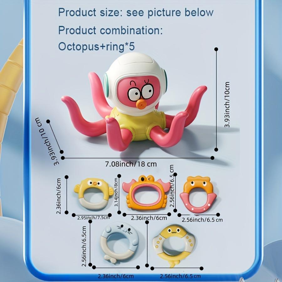 Octopus Adventure Floating Bathtub Toy for Kids, ABS Material, Splash Rattle with 5 Rings, Summer Beach Pool Water Play Game, Interactive Bathtub Fun