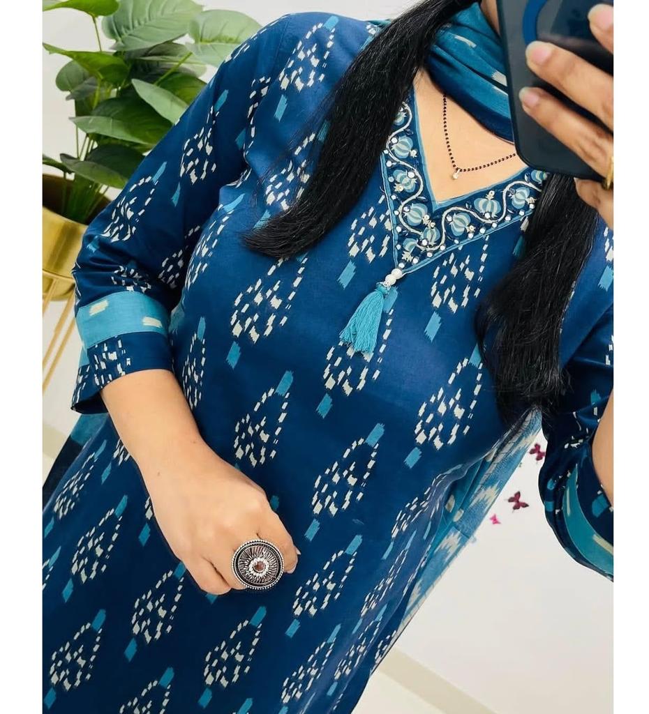 Women Party Wear Kurta Pant Dupatta Set Indian Party Wear Top Tunic Kurti Salwar Kameez