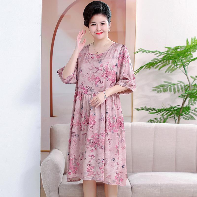 

Elegant Plus Size Floral Pullover Long Dress - High-End Fashion for Stylish Occasions 4XL (suggested 150-170 jin) рожевий