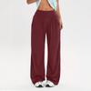 Women's Fashionable Solid Color Straight Leg Pants With High Waist Button Pockets And Elastic Waist Casual Pants