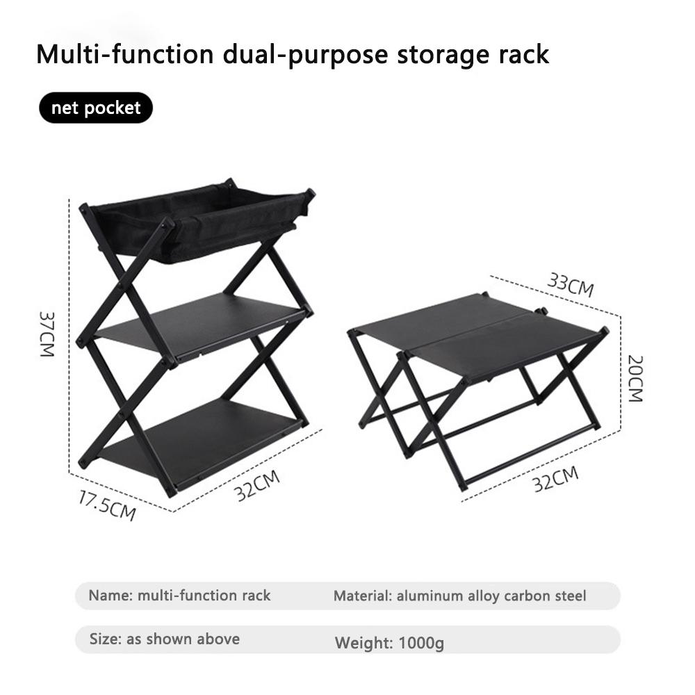Multi‑Layer Outdoor Mini Folding Shelf - Portable Aluminum Alloy Storage Rack for Camping, Fishing, Road Trips & Cycling