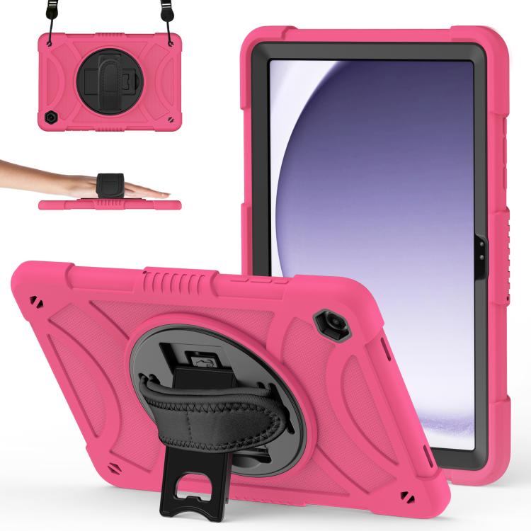 King PC Hybrid Silicone Tablet Case With 360° Rotatable Holder Hand Strap & Shoulder Strap For Samsung Galaxy Tab A11+ / A9+