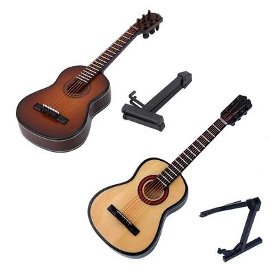Handmade Miniature Guitar Wooden Tiny Guitar Decorative Musical Instruments Model Gift