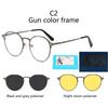 Myopia Anti Blue Light Blocking Lens 3 In 1 Oval Frame Custom Polarized Clips Optical Sunglasses Clip Metal Glare Magnetic