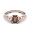 0.60 Ctw Octagon Smoky Quartz 925 Sterling Silver Rose Vermeil Celtic Design Trinity Knot Women Promise Ring