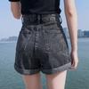 Women’s 2021 High-Waisted Denim Shorts - Korean Style Slimming Wide-Leg with Rolled Hem for Summer