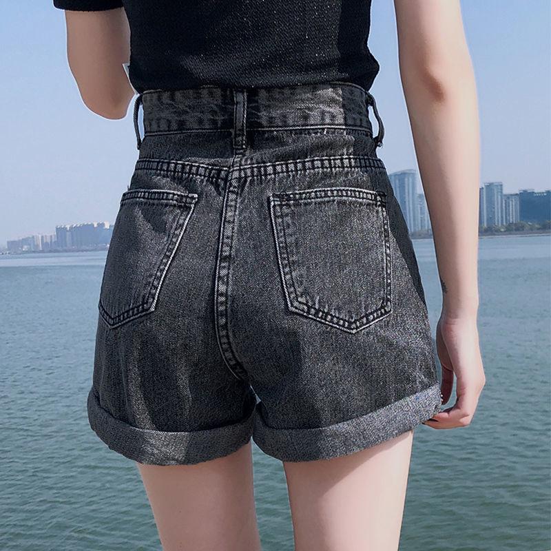Women’s 2021 High-Waisted Denim Shorts - Korean Style Slimming Wide-Leg with Rolled Hem for Summer