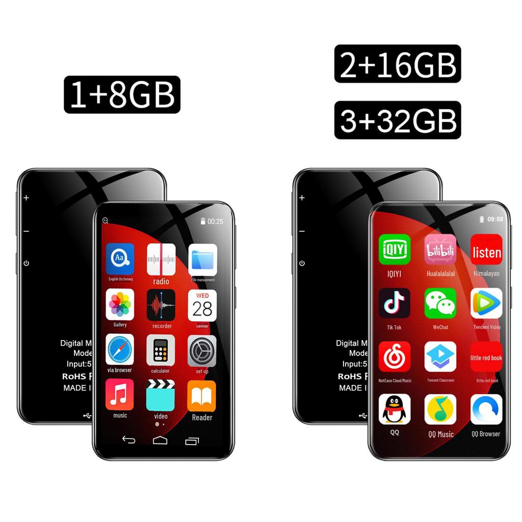 4.0" WiFi Bluetooth MP4 Player - Full Touch Android, Lossless MP3 Portable Music Player