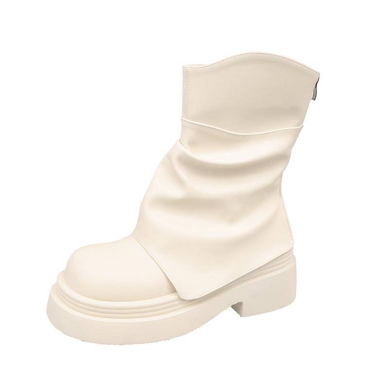 Popular Maillard platform Martin boots women's 2025 new summer versatile niche short boots heightening pile boots