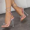 Fashion Eilyken PVC Transparent Butterfly-knot Ankle Buckle Strap Women Sandals Sexy Stripper Banquet Thin High Heels Shoes