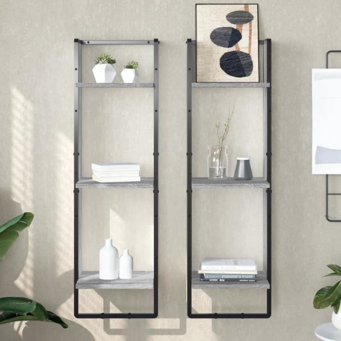 VidaXL Étagère murale 3 niveaux sonoma gris 30x25x100 cm 836306