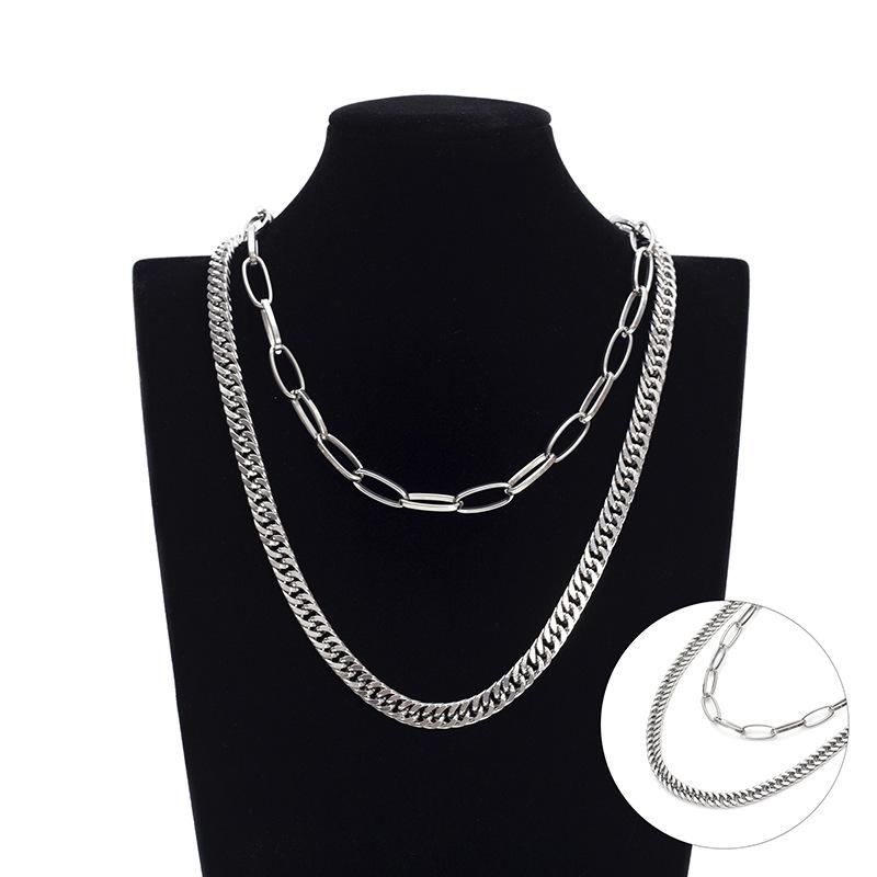 

Ожерелье для мужчин не может потерять цвет, ювелирные изделия из титановой стали, женский двухслойный браслет, цепочка для свитера, аксессуары с нейтральным ветром 50cm