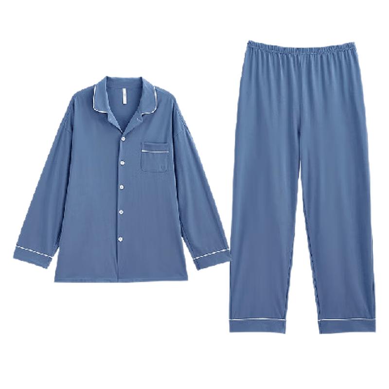 Men's Pure Cotton Antibacterial Long Sleeve Pajama Set