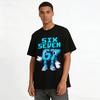 Playful Lego Style 67 Number Print Casual Unisex Loose Top Pure cotton T-shirt