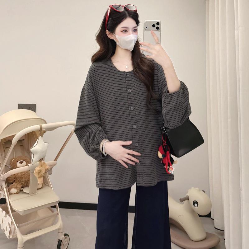 2026 Spring Korean Style Maternity Loose Puff Sleeve T-Shirt - Women's Fashionable and Simple Design