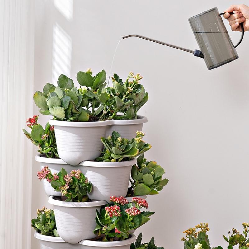 Vertical Tower Stackable Flower Pot Plastic Multi-Layer Garden Planter Tower For Strawberry Vegetable Frame Grow