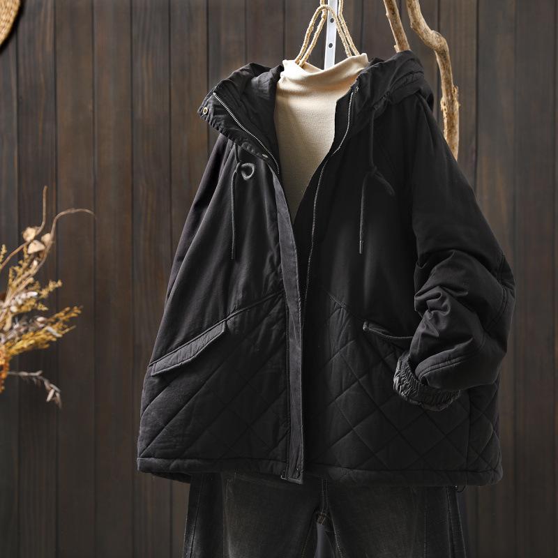 Plus Size Winter Quilted Hooded Jacket - Warm, Stylish, Loose Fit
