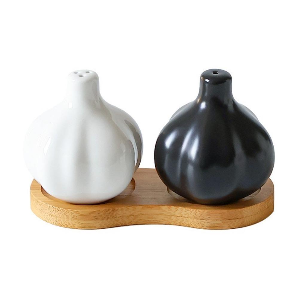 Practical Ceramic Garlic Shape Spice Jars Decorative Dust-proof Spice Container Funny Japanese Style Condiment Pot Table