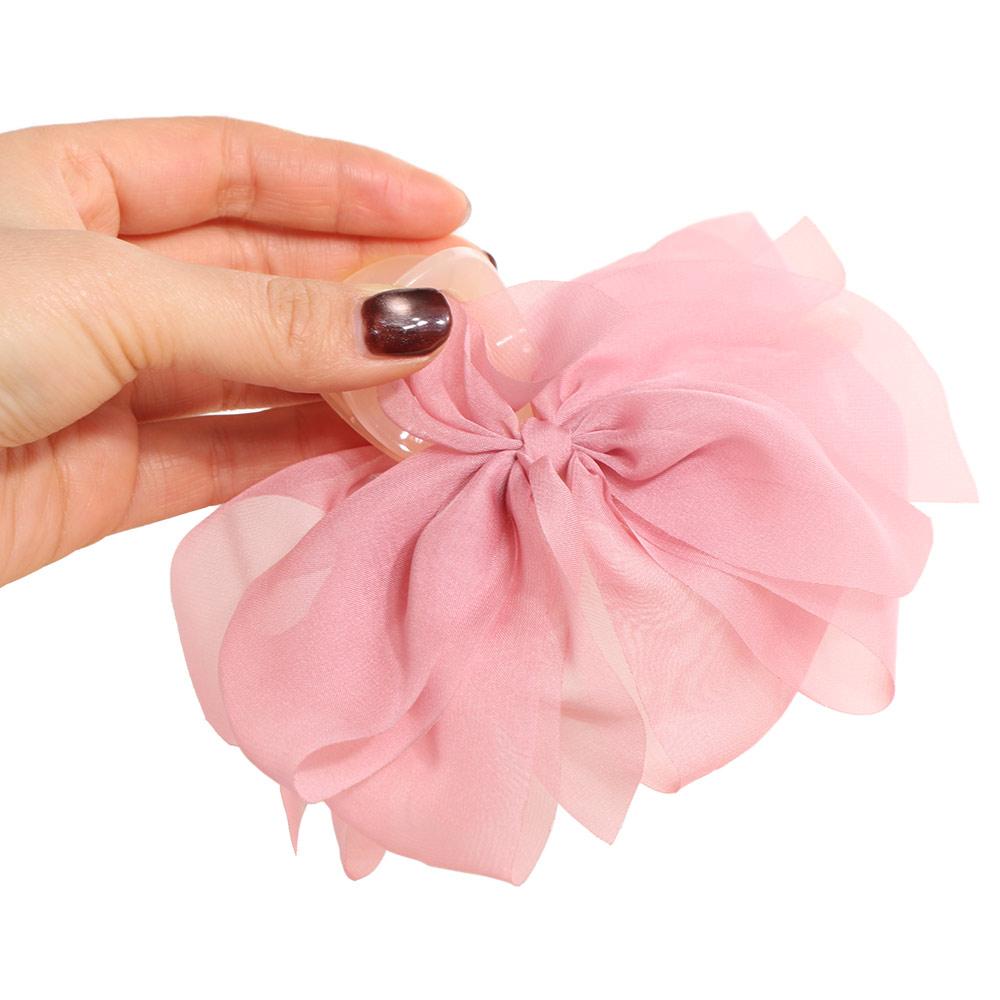 Luxury French Style Chiffon Hair Claw Sweet Temperament Bow Shark Clip Large Elegant Women Hair Grab Girl