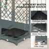 Raised Garden Bed with Trellis, Plastic Planter Box with Drainage Holes, Drain Plugs and Water Reservoirs for Climbing Plants, Vegetables, Flowers