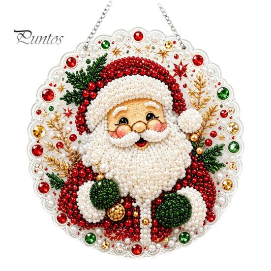 Unique Resin Gem Art Christmas Rhinestone Painting Kit, DIY Wreath Craft for Adults, Double Sparkling Wall Decor Sided Window Ornament, Acrylic