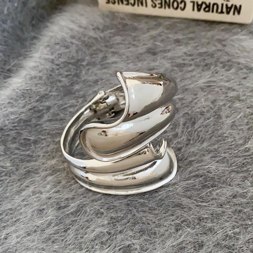 Ribbon Shaped Zinc Zinc Alloy Wide Opening Bangle Metal Retro Hand Ring Irregular Wide Bracelet  Gift