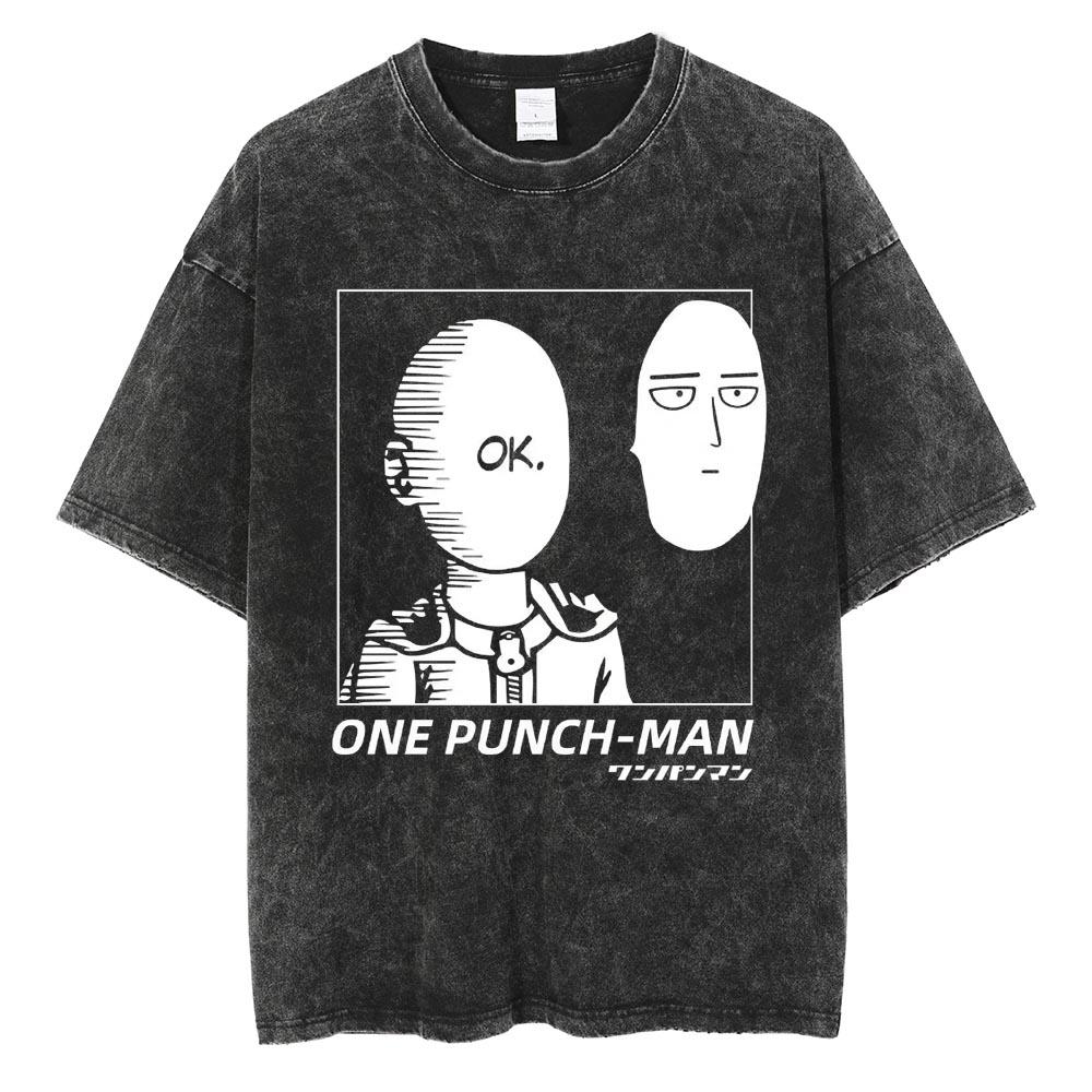 Tricou Imprimat Anime ONE PUNCH-MAN Saitama Bărbați Femei Tricouri Bumbac Spălat Tricou Supradimensionat Harajuku Masculin Manga Vintage