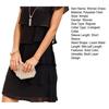 Women Chiffon Dress with Ruched Edge Round Neck Short Sleeves Multi-Layer Design Summer Midi