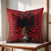 AAlbaniaS Flag Cushion Cover Natural Linen Organic Fabric DoubleSided Printing Couch Pillow Covers Home Decor