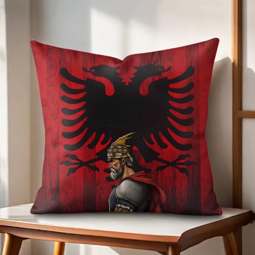 AAlbaniaS Flag Cushion Cover Natural Linen Organic Fabric DoubleSided Printing Couch Pillow Covers Home Decor