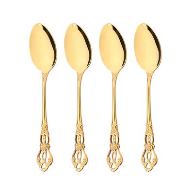 4 Teile/satz Barock Stil Abendessen Löffel Königlichen Besteck Set Gold Luxus Dessert Löffel Edelstahl Löffel Geschirr Spülmaschinenfest