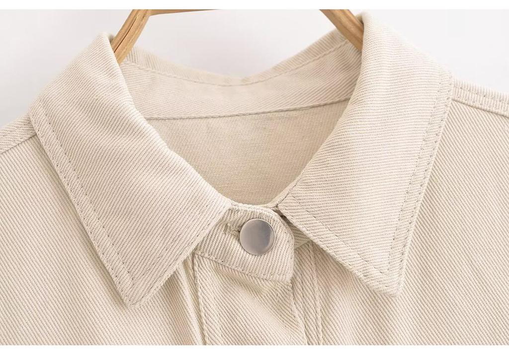 Plus-size Retro Lapel Long Sleeve High-Quality Denim Shirt Jacket for Women