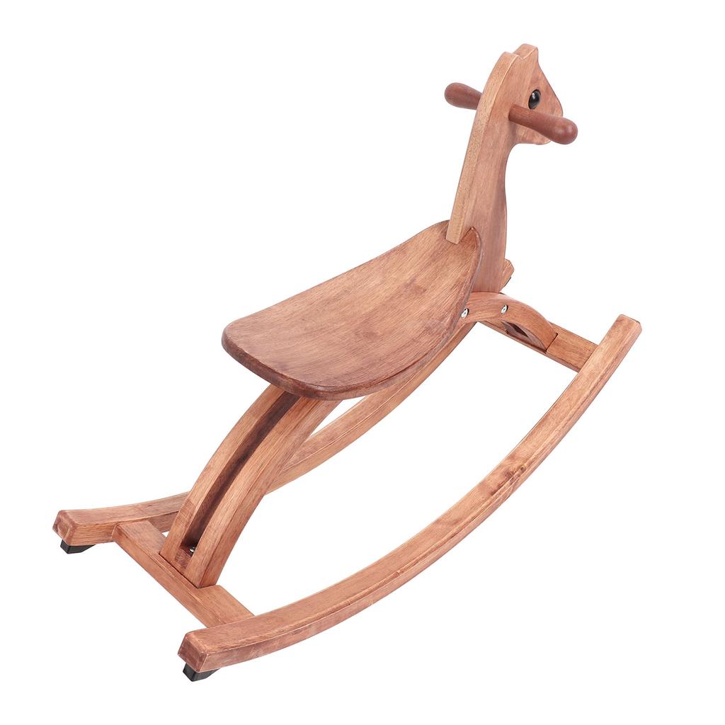 Kids Wooden Horse with Saddle and Handle Rocking Horse Chair Ride On Toy for Daily Entertainment