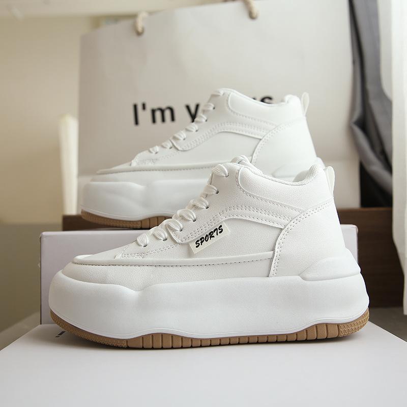

High-top shoes women s new little white shoes casual shoes student Korean version versatile sports shoes women s thick-soled heightening board shoes 35 бежевый