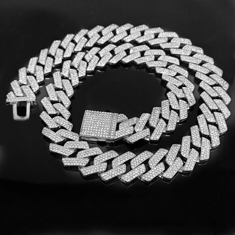 

Iced Out Мужские украшения с камнями CZ Хип-хоп Микропаве Кубинская звеньевая цепь Высококачественное Тяжелое Массивное Ожерелье 3 ряда Кубический цирконий