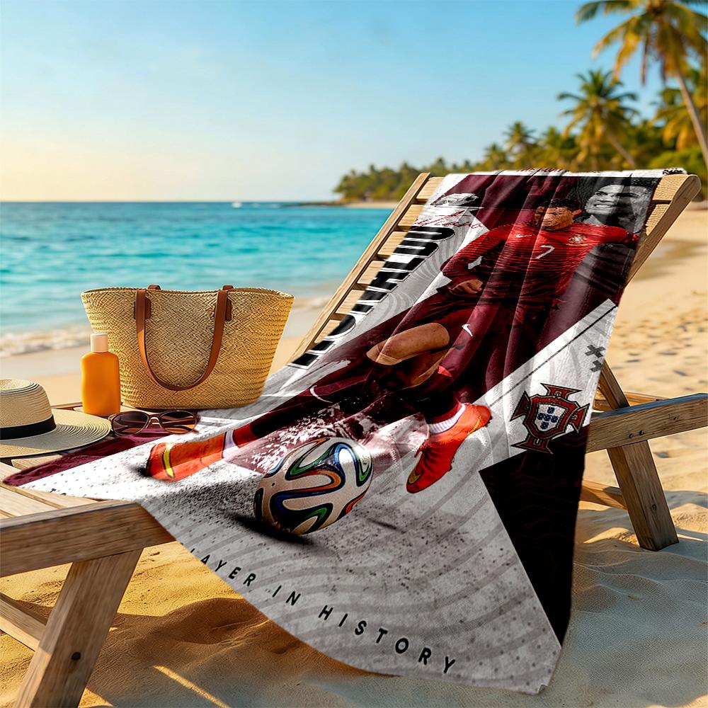 Cristiano Ronaldo Beach Towel Soft Durable Quick-Dry Comfortable Lightweight Suitable for Sports, Travel, Swimming, Yoga, Bathroom, Beach, And Pool