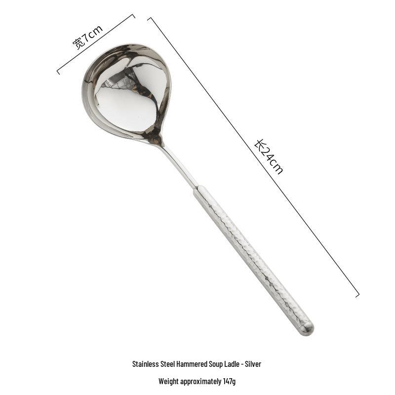 

Половник суповой из нержавеющей стали Jin Hui с длинной ручкой и ромбовидным узором чеканки