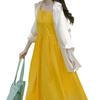 Women's Yellow Sleeveless Dress, Perfect for Summer Beach Vacation Photos; Stylish Maxi Dress