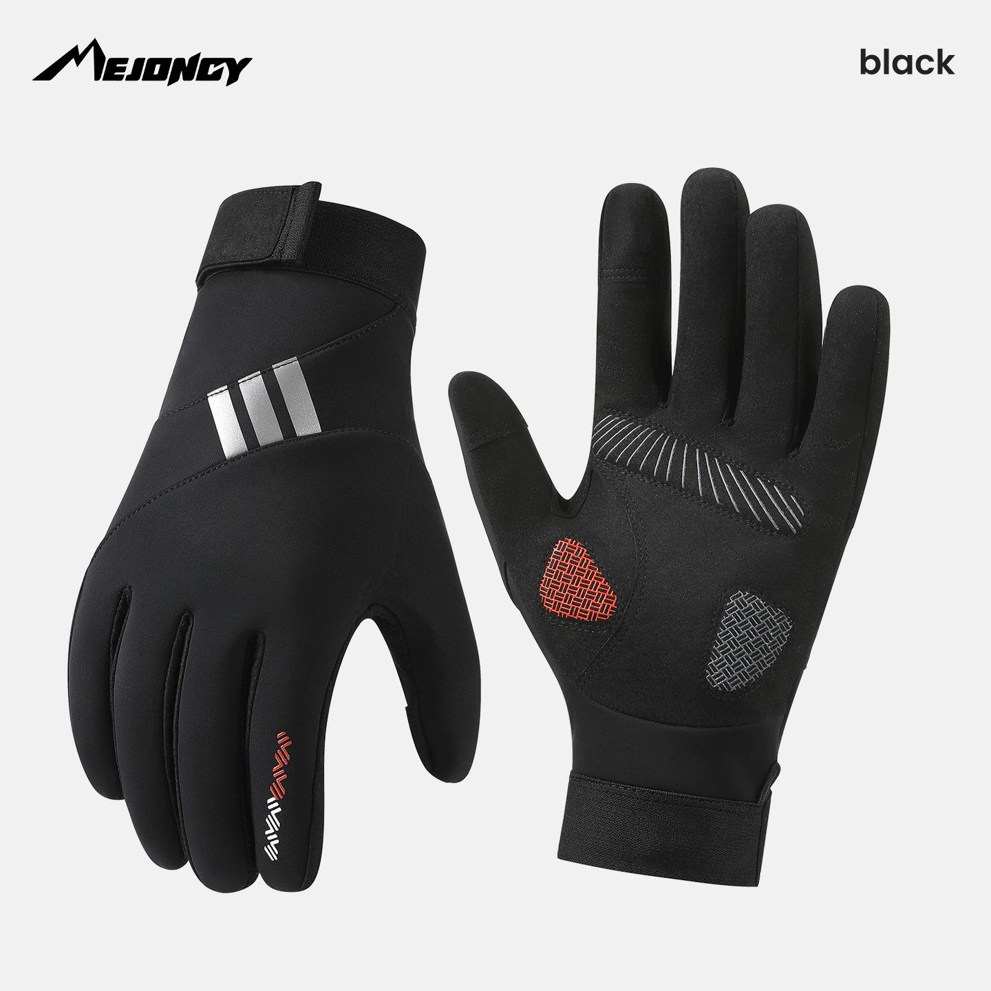 Men s Velvet-Lined Windproof Cycling Gloves for Autumn & Winter - Anti-Slip, Touchscreen, Reflective Design One Size