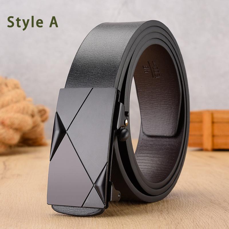 Belt Men'S Classic Automatic Buckle Men'S Belt Pu Belt Body Smooth Buckle Business Belt Men'S Belt
