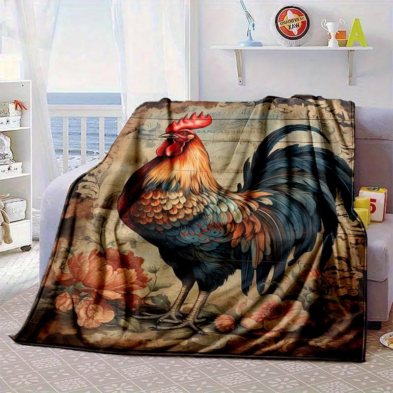 Hahn Im Vintage-Garten Decke Flanelldecke Überwurfdecke Sofabezug Decke Weiche Premium-Decke Picknickdecke Fernsehendecke Geschenke
