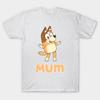 Men Black Print T-shirt Cute Bluey Mum Chilli Vintage Cartoon No-Cut Transfer Paper Print Cotton Tshirt