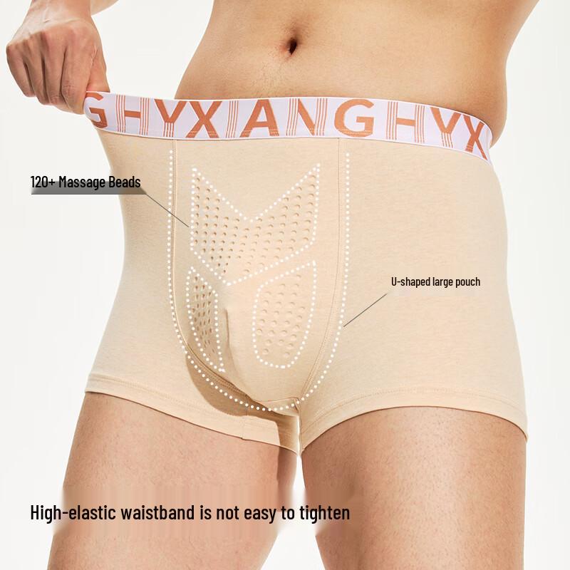 Hengyuanxiang Men's Natural Cotton Antibacterial Boxer Briefs 3-Pack