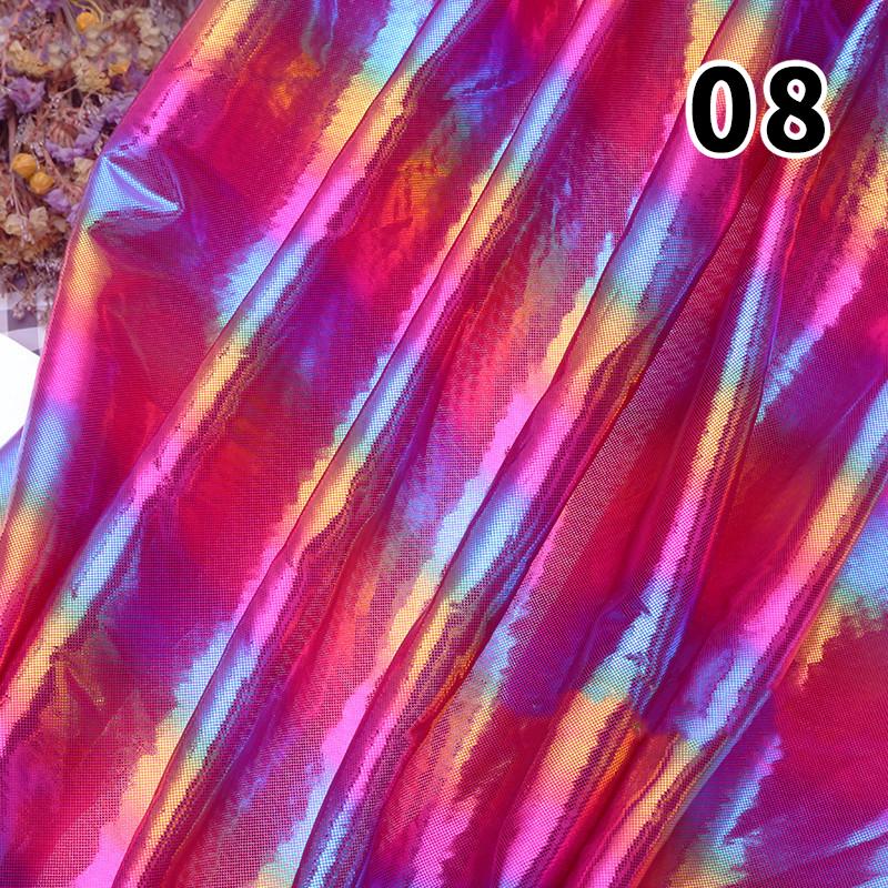 

1M Metallic Rainbow Stripe Fabric Bronzing Colorful Striped Shiny Fabric For DIY Stage Performance Outfits Garment Crafts 100X150cm