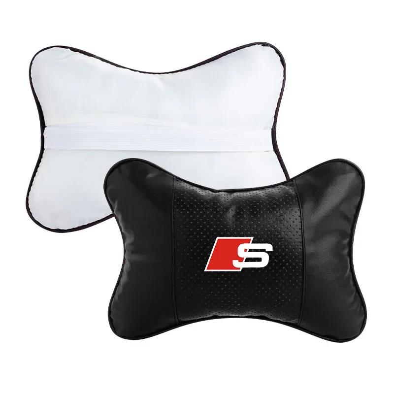 2025 Hot 1/2PCs Leather Car Interior Seat Headrest Neck Pillar Car Accessories For Audis Sline Quattro TT A1 A3 A4 A5 A6 A7 A8 Q
