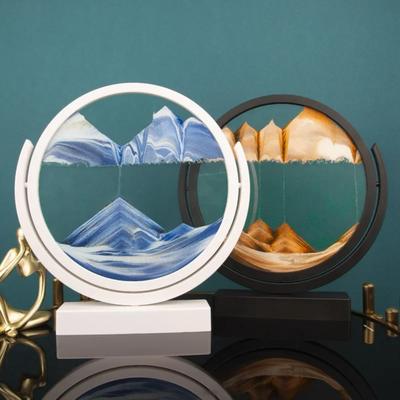 3D Rörlig Sandkonst Målning Timglas Rund Handgjord Glas Djuphavs Sandlandskap Kvicksand Hantverk Sandglas Hemdekoration Gåvor