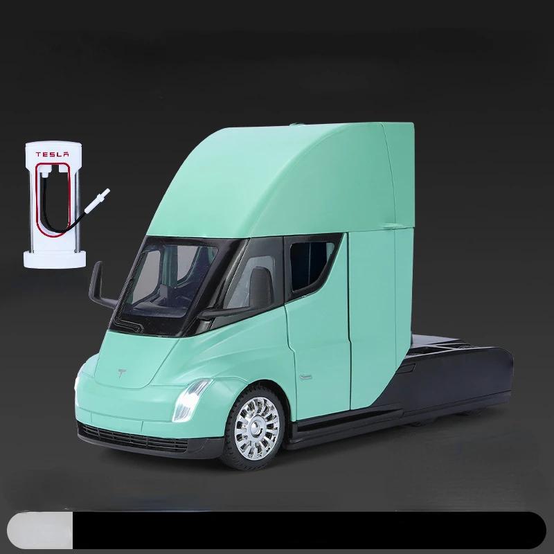 

1:24 Tesla Semi Truck Head Alloy Car Diecasts & Toy Vehicles Metal Toy Car Model Sound and light Collection Kids Toy C325