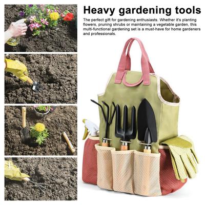 Gardening Tools Set Carbon Steel Trowel with Wooden Handle Heavy Duty Hand Rake Fork with Storage Bag Gardening Gifts for Home Gardeners