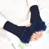Winter Women Gloves Plush Faux Fur Knitting Wool Keep Warm Mitten Fingerless Lady Girl Half Finger Gloves Christmas Gift
