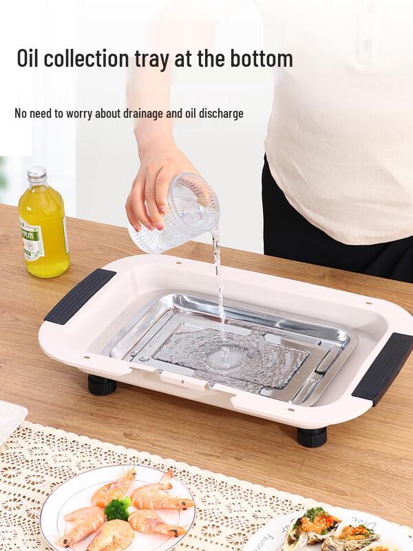 Grote Oranje-Rode Elektrische Rookloze Binnengrill met 6-delige Set